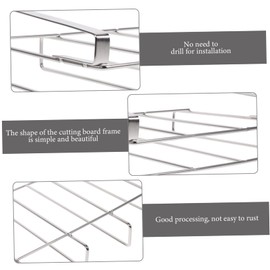 UPKOCH Hanging Chopping Board Rack Under Cabinet Organizer Over The Cabinet Organizer Lid Holder for Pots Under Cabinet Cutting Board Holder Metal Display Stand Stainless Steel