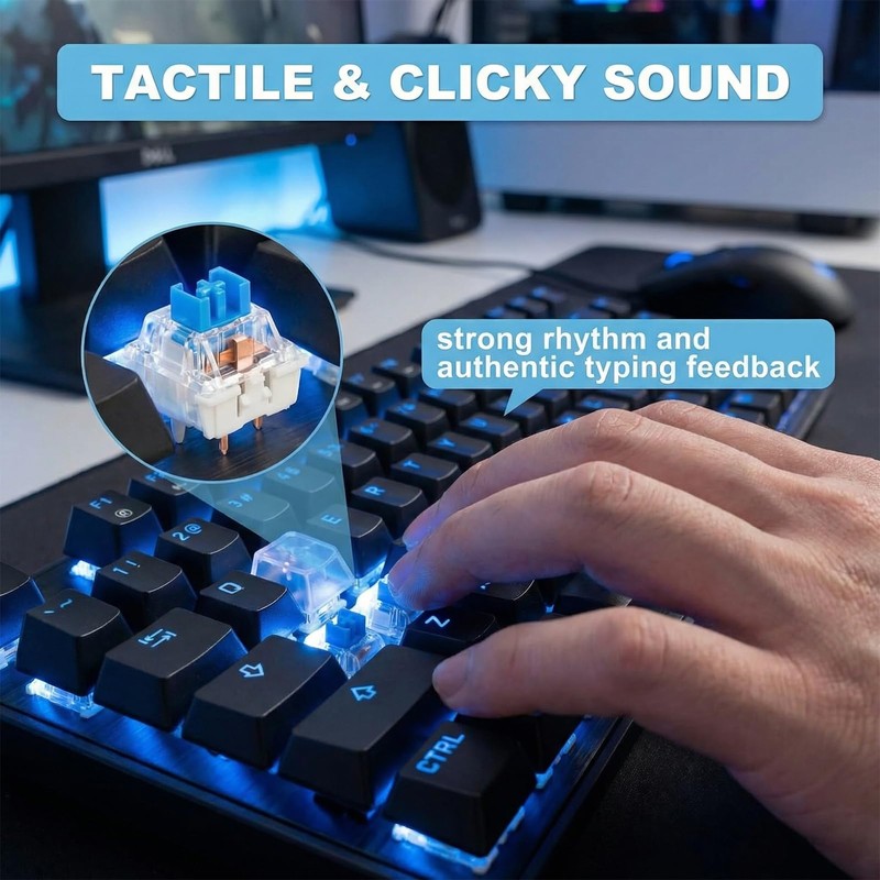 gblckadof 50Pcs Mechanical Keyboard Switches, 3 Pin Clicky