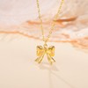 KKJOY Cute Small Tiny Bow Necklace Stainless Steel Gold Plated