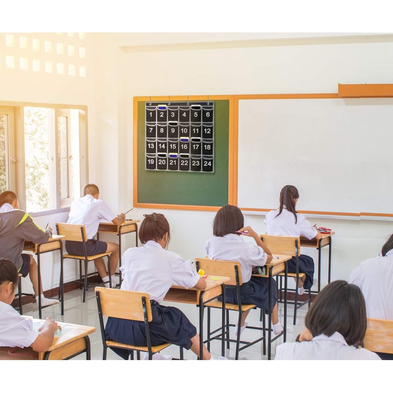 Godery Numbered Classroom Pocket Chart for Cellphone and Calculator holder,