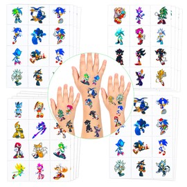 Carvoriy 15 Sheets Soinc Temporary Tattoo Stickers for Kids Soinc Party Favor Temporary Tattoos Waterproof Tattoo Sticker Fake Tattoos for Party Supplies Bithday Gift School Rewards
