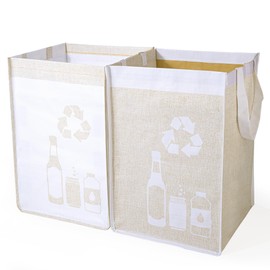 REFARICO Recycle Waste Bag for Kitchen Home- Indoor Recycling Bins Trash Sorting Organizer, Reusable and Waterproof, Yellow, 2 Pack