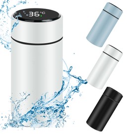 Flintronic 200 ML Mini Thermal Flask, Stainless Steel Insulated Water Bottle, LED Temperature Display Smart Water Cup, Stainless Steel Vacuum Drink Flasksfor for Hot & Cold Drinks, White