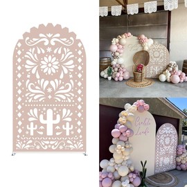Beige Arch Backdrop Cover Birthday Party Baptism Cutie Baby Shower Arch Stand Spandex Covers Wedding Mexican First Fiesta Parties Decorations (3.3X6.5ft,G3762)