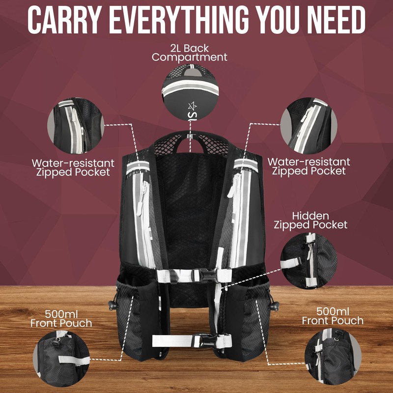 Suvistar 5L Hydration Running Vest - Lightweight, Functional Running Vest
