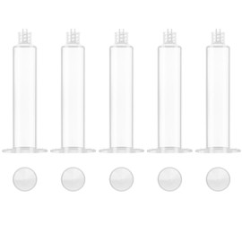 10cc Dispenser Syringe Tube with White Piston for Liquid Glue Adhesive, 50 Pcs 10ml Dispensing Machine Transparent Adhesive Tube for Industrial