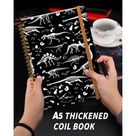 Ruled Spiral Writing Notebook,A5 Hardcover Lined College Journal for Boy Girl,Funny Strong TwinWire Binding with Premium Paper,8.4 X 6,Perfect for School,Office,Home Gifts(Skeletons of Dinosaurs