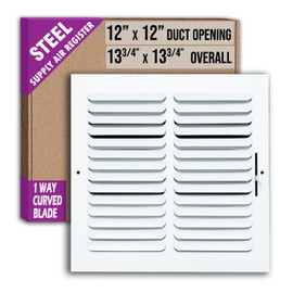 Fits 12x12 Duct Opening 1 Way Fixed Curved Blade Air Supply Diffuser by Handua | Register Vent Cover Grille for Sidewall and Ceiling | White | Outer Dimensions: 13.75" X 13.75"