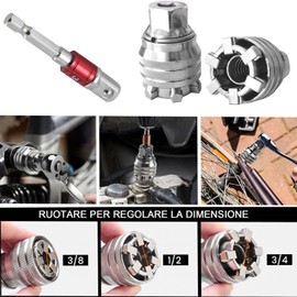 KEWAYO Universal Adjustable Socket Spanner Super Socket Wrench Fits Standard 10-19 mm, Metric 3/8-3/4 Inch Ratchet Wrench for Men Tools Gifts