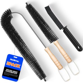 Holikme 3 Pieces Dryer Vent Cleaner Kit - Lint Removal Cleaning Tool, Dryer Vent Trap Vacuum Brush, Long Flexible Refrigerator Coil Brush,Crevice Gap Cleaning Tool Brush