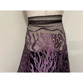 wowfabric4less123 Purple Black Embroidery Lace Fabric 50” Width Sold By The Yard
