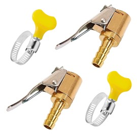 IRYNA 4 Pcs Brass Tire Air Chucks, Brass Tire Valve Air Pump Clip Tire Inflator Open Flow Straight, Car Air Pump Thread Nozzle Adapter, Air Compressor Hose End with Barb Connector 6mm