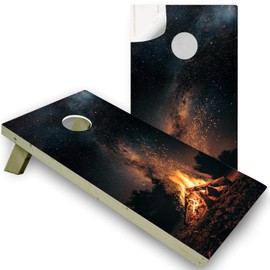 Gotsafety Camp Fire Cornhole Decal, Cornhole Board Vinyl Wraps Only - Durable and Easy to Apply & Adhesive - UV Protected & Printing, Set of Two - Cornhole Skins for Boards (48” x 24”) - Style - 2