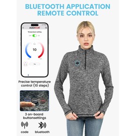Venture Heat Women's Heated Shirt with Battery Included - High Powered Self Warming Thermal Layer, Stretch Mid Layer (XL, Charcoal)