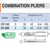 Tone Combination Pliers CP-200, Total Length 8.1 inches (205 mm)