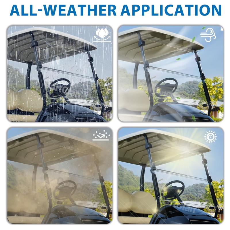 Golf Cart Windshield, Golf Cart Foldable Windshield Suitable for 2004-Up