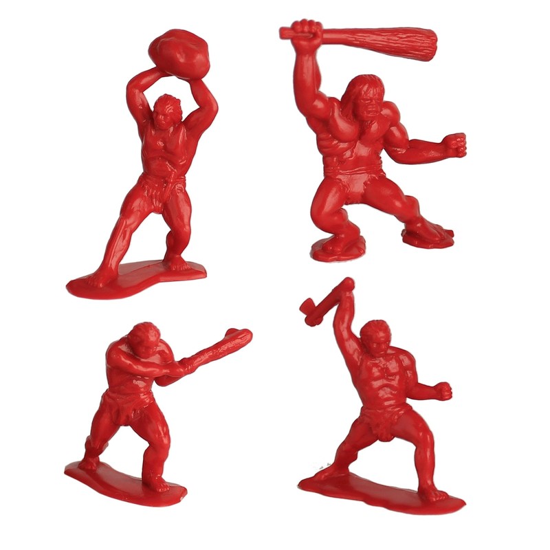TimMee Prehistoric Plastic Dinosaur & Caveman Figures - Red, Green