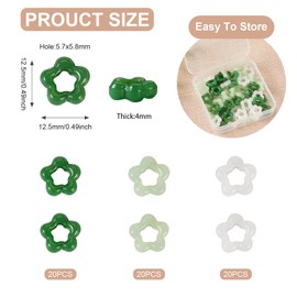 Craftdady 60Pcs Hollow Flower Bead Charms Glass Imitation Jade Floral Charms Hollow Petal Blossom Pendants Cute Flower Dangle Charms 12.5x12.5mm for DIY Crafts Earring Necklace Bracelet Jewelry Making