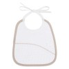 FILET Soft Fabric Bib with Embroidered Aida Pocket - White/Taupe