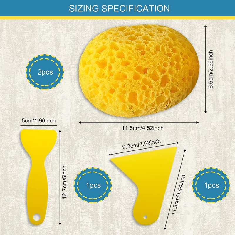 2 Pieces Knockdown Texture Sponge with 2 Pieces Scrapers for