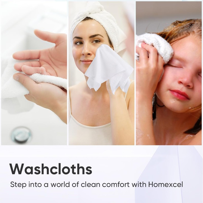 HOMEXCEL Microfiber Washcloths 12 Pack, Highly Absorbent and Soft Face