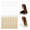 10 PCS Wood Hair Extensions Loop Needle Threader Pulling Hook
