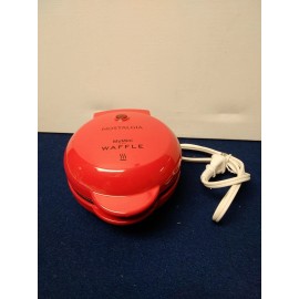 Nostalgia MyMini Waffle Maker Red 5 Inch Non-Stick Compact Size