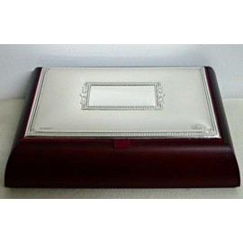 GAC Great American Classics Mahogany Wooden Jewelry Storage Box with Silver Lid