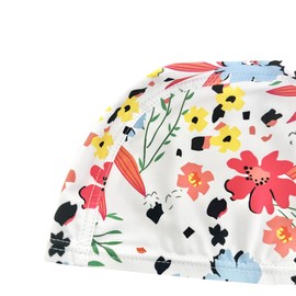Swim Cap, Kids, Swimming Cap, Kids, Good Elasticity, 2-8 Years Old, Swimming Cap, Kids, UV Protection, Anti-Slip, Large Size, White Flowers