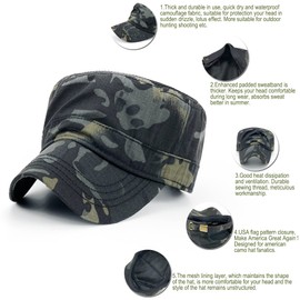 Loneshark Camo Cadet Cap Cadet Hats for Women Black Cadet Caps Military Flat Top Caps Cadet Hat Adjustable Women Fidel Castro Hats for Men Cadet Hat Women Cadet Caps for Women Multicam