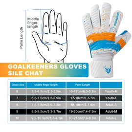GKHMNEW Professional Football Goalkeeper Gloves | Pro-Level Superior Grip & Finger Spines Protection | Lightweight Breathable Latex | Match/Training Ready | Kids Youth Adult Sizes 6-10 (White, 6)