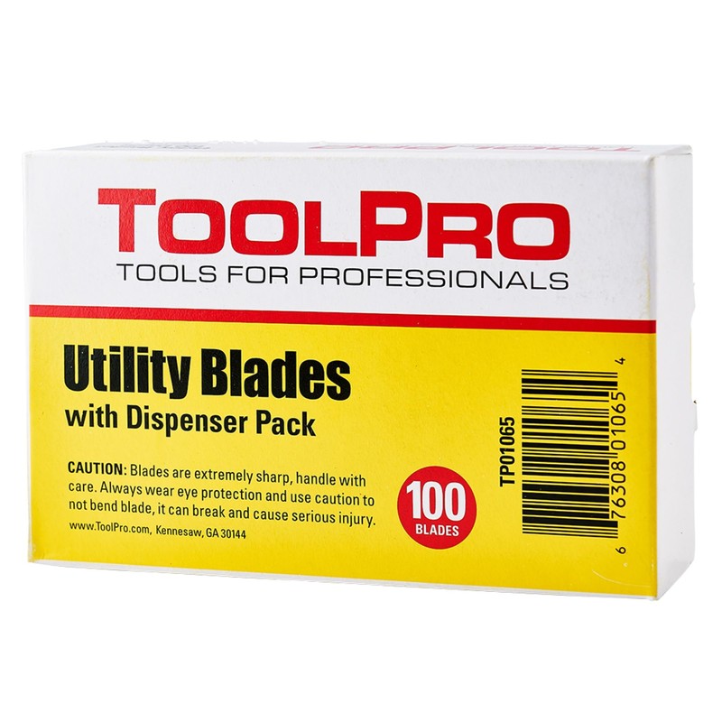 ToolPro Utility Blades - 100 Piece Dispenser Pack, Precision-Cut Blades