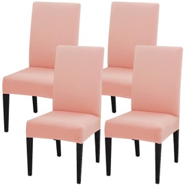 Jusmate Chair Covers for Dining Room Set of 4, Stretch Spandex Dining Chair Covers, Washable Removable Parsons Chair Slipcovers Protector for Dining Room, Kitchen, Hotel (Pink)