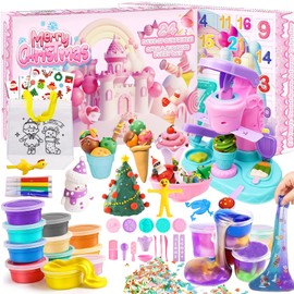 Girls Advent Calendar 2024-24 Days of Slime and Charms Kit - Christmas Countdown Calendars Gifts (Pink)