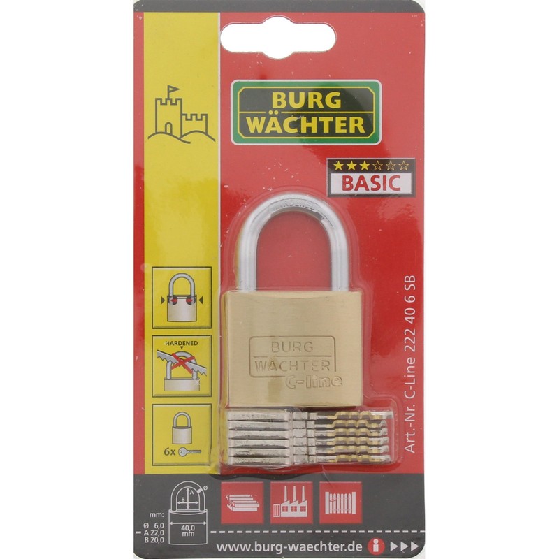 Burg Wächter 222 °C-Line Padlock, 40 mm, 1 piece 105021994