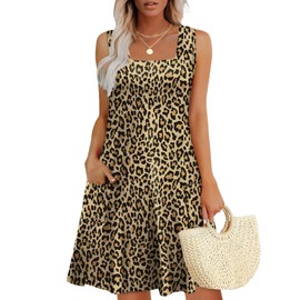 OFEEFAN Leopard Print Dress Cheetah Summer 2025 Sundresses Casual Boho Beach Clothes Classy Outfits Print 06 L
