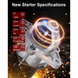 GDSMOTU New Starter Replacement for Saturn for SL2 1.9L 1991-2002 for Saturn for SW1 1.9L 1993-1999, 10465298 17667N, 1.3kW/12 Volt Starter