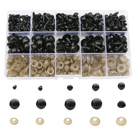 ccHuDE 230 Pcs Plastic Safety Eyes Noses Stuffed Animal Crochet Eyes Assorted Size Craft Eyes Black Safety Eye Buttons with Washers for Teddy Bear Doll Making