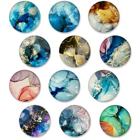 allydrew Crystal Glass Magnets, Refrigerator Magnets for Office Whiteboards, Cabinets, Lockers (Set of 12), Marble Rock