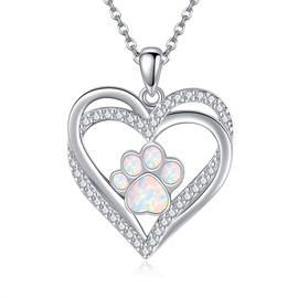 VENACOLY Paw Print Necklace 925 Sterling Silver Paw Print Pendant Jewellery Gifts for Women Dog Cat Lovers