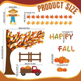 FYSUIMU 37 Pcs Fall Leaves Tree Garage Magnets Decoration Scarecrow Pumpkin Truck Garage Door Decals Happy Autumn Magnetic Refrigerator Stickers for Thanksgiving Harvest Party Home
