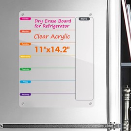 Kamehame Magnetic Weekly Planner Board for Fridge 14.2"x11" Acrylic Dry Erase Board Clear Refrigerator Whiteboard