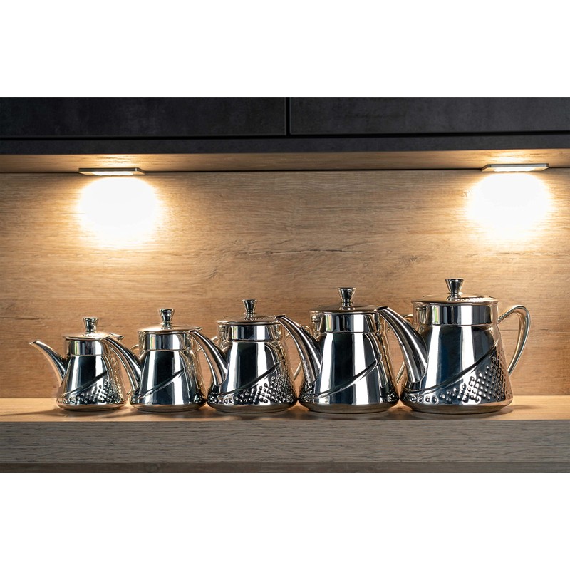 Cafe Olé ABT-024 Tea Pot, Stainless Steel, Silver