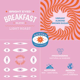 Goshen Coffee Roasters Whole Bean Bright Eyed Breakfast Blend | Light Roast, Brewed or Espresso | Award-Winning - Natural and Washed | Vibrant, Almond, Brown Sugar Flavors | 12 Oz Bag
