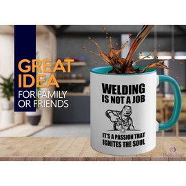 Welder 2Tone Green Mug 11oz - ignites the soul - Welding Tool Welder Ironworker Pipefitter Welding Supplies Welding Gifts Welder Dad