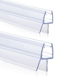 Shower Door Bottom Seal Strips H-Type 2PCS, 36 Inch Long Clear PVC Seal Strips for 1/2"(12mm) Thick Frameless Glass Door, to Stop Water Leakage