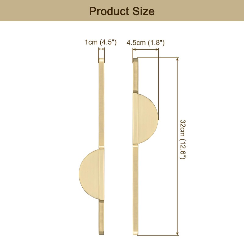 sourcing map 2 Pack Brushed Gold Cupboard Pulls, Semicircle Kitchen