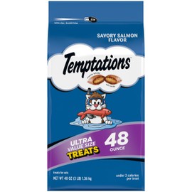 Temptations Temptations Classic Crunchy and Soft Cat Treats Savory Salmon Flavor, 48 oz. Bag