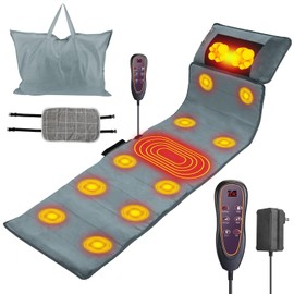 KOCASO Full Body Massage Mat with Heat - 10 Vibration Motors & 9 Modes，Back Massager, Neck Massager with with Neck Massage Pillow Timer Anti-Slip Bottom, Ma-ssage Chair Pad, Gifts