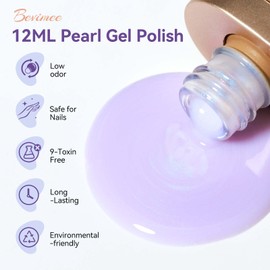 Bevimee Pearl Gel Nail Polish 12ml Pearlescent Mermaid Iridescent Gel Polish Chrome Aurora Nail Drawing Swirl Shell Thread Effect Soak Off UV LED Gel Nail Art Salon Home DIY